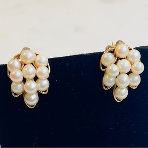 Vintage Alice Caviness Cluster Statement Pearl Earrings 1/20 12K GF  Pat. 156452